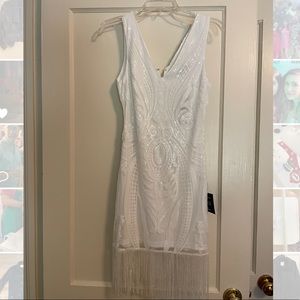 Lulu’s sequin white dress with fringe. Size small
